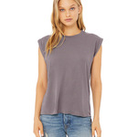 (C) Ladies' Flowy Muscle T-Shirt with Rolled Cuff 8804